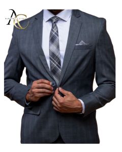 Terno Poliviscose Corte Italiano Slim Masculino 42 ao 60-Cinza Xadrez-44