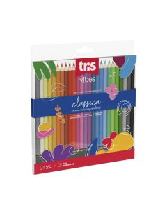 Lápis Cor Tris Vibes 24 Cores Clássica + 1 Lápis Graduado 6b