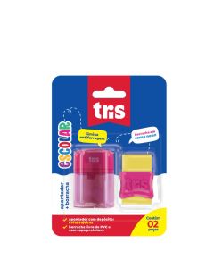 Kit Escolar Apontador com Depósito Su106 + Borracha – Cartela C/2 peças – Tris