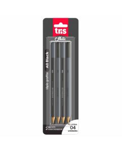 Lápis Grafite Holic All Black – HB – Cartela C/4 un – Tris