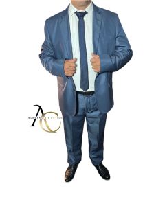Terno Alta Costura Slim Fit Tamanho 54 - Azul com Bolinhas