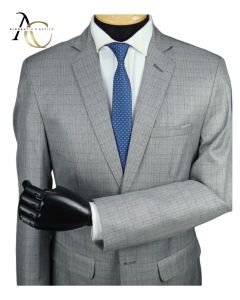 Terno Fio Indiano Corte Italiano Slim Masculino 42 ao 52-Cinza Quadriculado-48