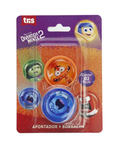 Apontador com depósito + 1 borracha Divertidamente Disney Sortido Tris - BT 1 UN