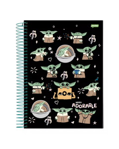 Caderno Univ. Baby Yoda Grogu 1 Matéria 80 Folhas - Modelo 2