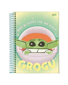 Caderno Univ. Baby Yoda Grogu 1 Matéria 80 Folhas - Modelo 4