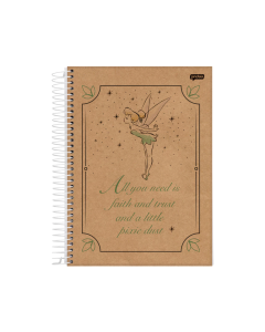 Caderno Tinker Bell Kraft Capa Dura 1 Matéria 80 Folhas - Modelo 3