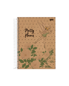 Caderno Tinker Bell Kraft Capa Dura 1 Matéria 80 Folhas - Modelo 2