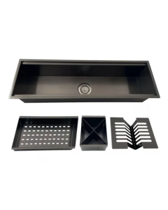 Calha Gourmet Organizador Úmido de Aço Inox Escovado 60cm - Preto