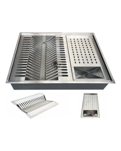 Calha Úmida Quadrada Canal Organizador Gourmet 50x40cm Aço Inox 304