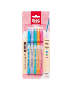 Caneta Esferografica Tris Holic Fofurices Candy Cartela 5 unidades