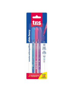 Caneta Esferografica Tris Slide Fancy 1.0mm 3cores