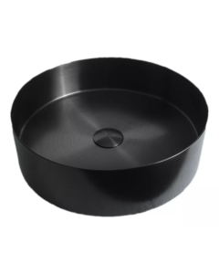 Cuba Banheiro Redonda Aço Inox 304 Válvula Click - Preto