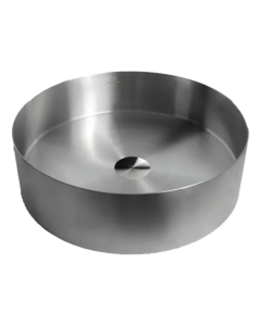 Cuba Banheiro Redonda Aço Inox 304 Válvula Click - Aço Inox Escovado