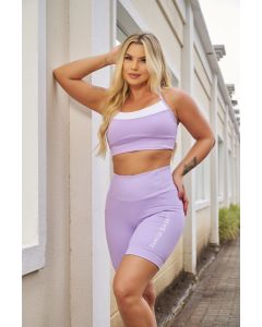 Bermuda Ciclista Tina Cintura Alta e Proteção UV 50+ Roxo (Aura) G