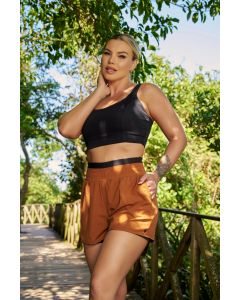 Shorts Layla Tecido Corta Vento Ajuste Perfeito e Bolso Funcional Externo Ferrugem (Rusted) / Preto G
