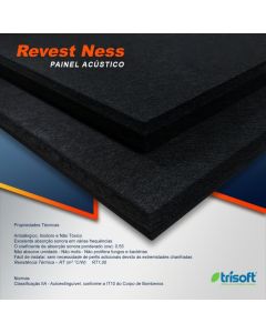 Painel Acústico Revest Ness CHF12 IR25 SLIM Trisoft-Preto-600mm x 600mm-Caixa com 20 unidades