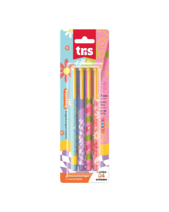 Kit 04 Canetas Esferográfica Coloridas Tris Dopamina 0.7 mm
