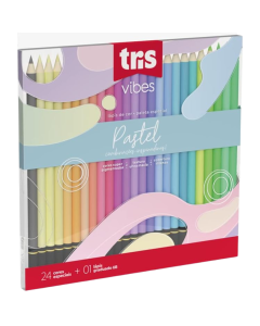 Lápis De Cor Vibes Tons Pastel 24 Cores + 1 Lápis 6b - Tris