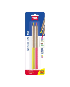 Lapis Marca Texto Fluo Neon 2 Cores Rosa Amarelo Tris